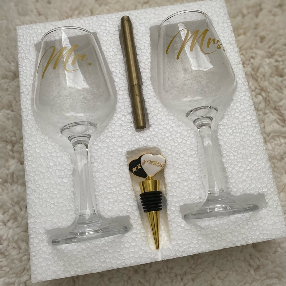 Mr. and Mrs. wine glasses